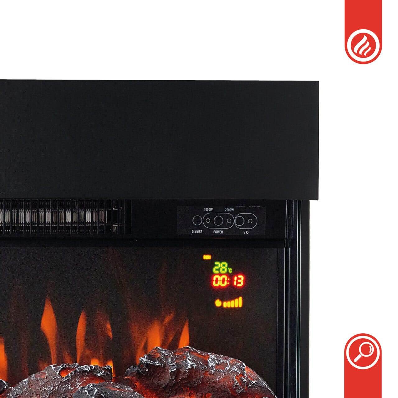 Elektrischer Kaminofen Henri 1000/2000 Watt Schwarz - Palo24
