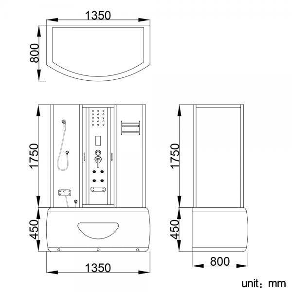 Duschtempel Badewanne TINOS 135x80 - Palo24