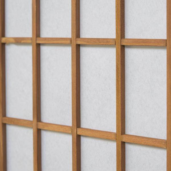 4 fach Holz Paravent Raumteiler Shoji braun - Palo24