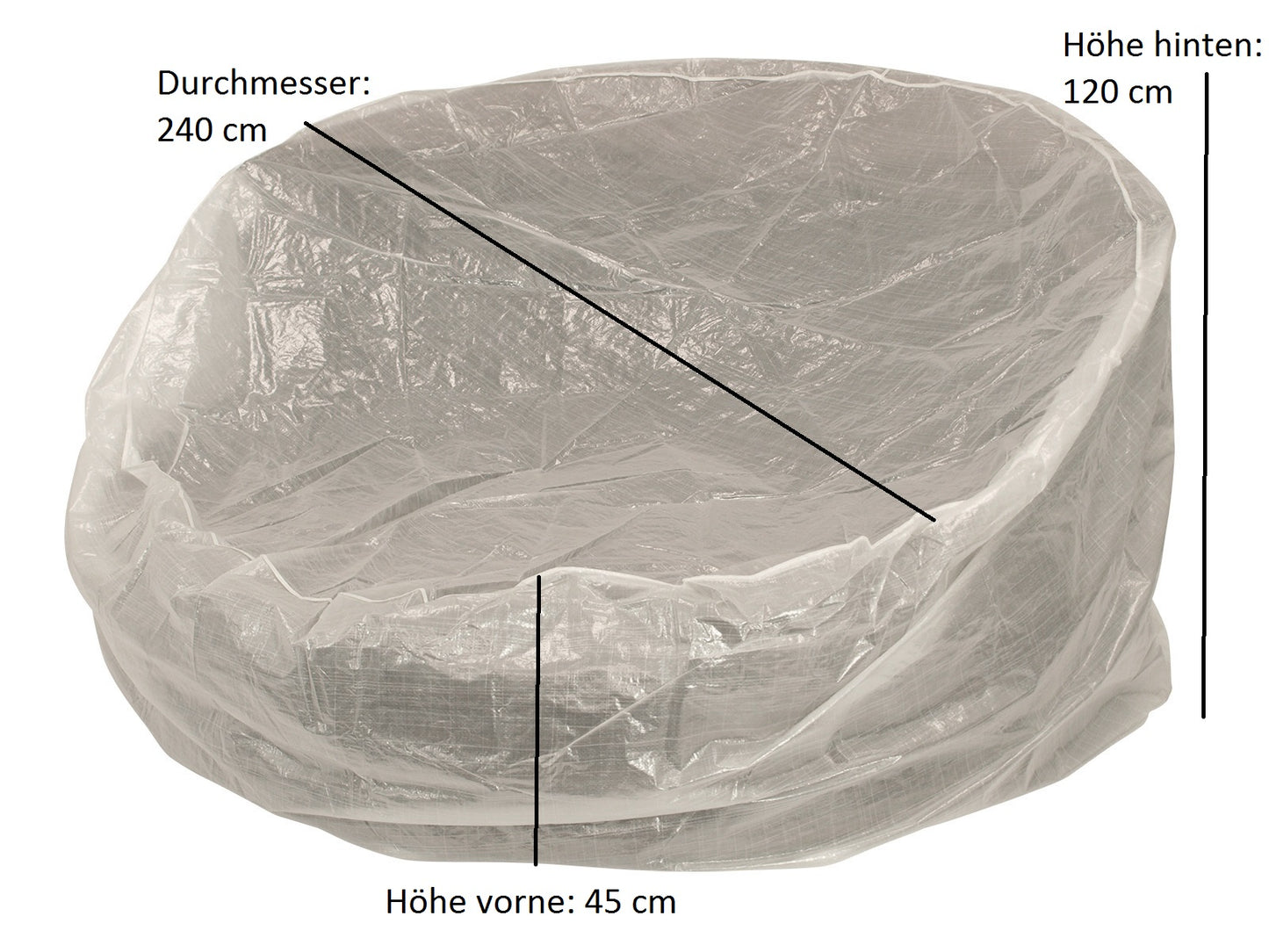 Abdeckhaube Relaxinsel gross 240x120/45cm, PE transparent