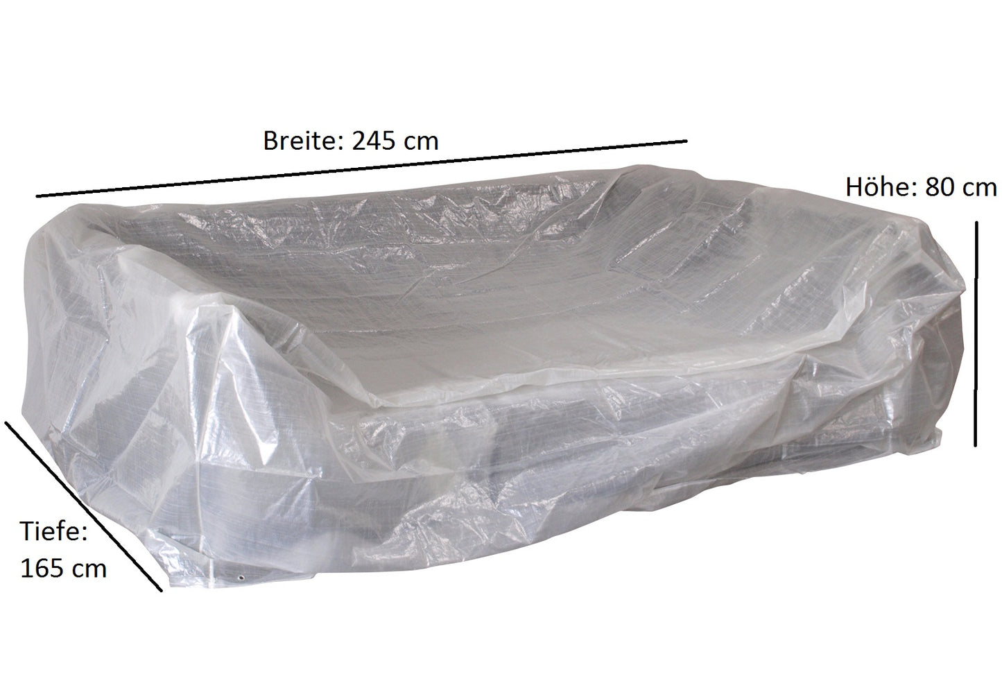 Housse ensemble de salon chaise longue îlot 245x165x80cm, PE transparent