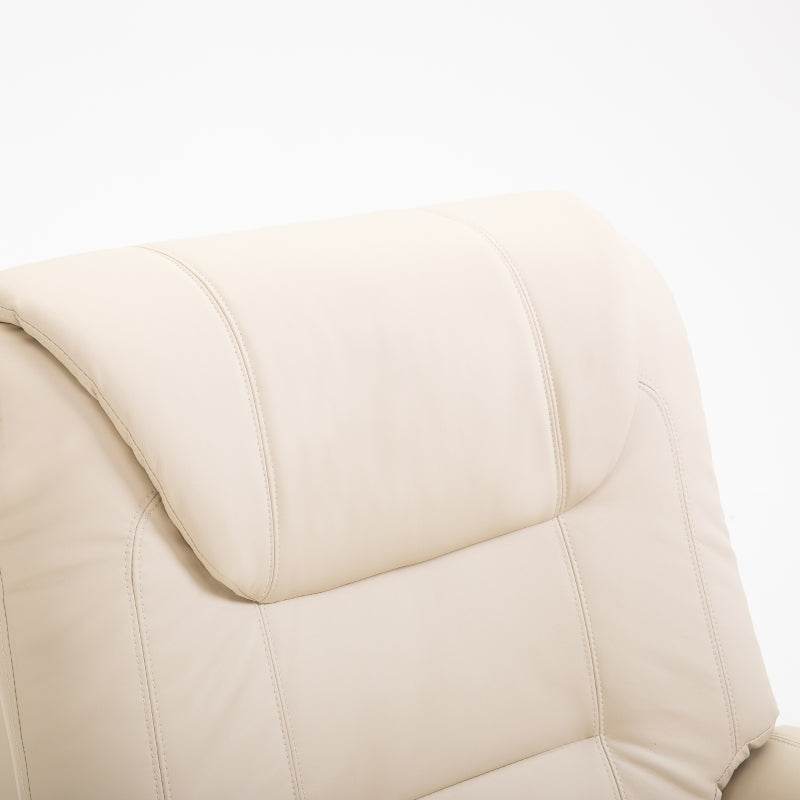 Massagestuhl mit Aufstehhilfe, 8 Vibrationspunkte, Heizfunktion, Fußstütze, Creme - Palo24