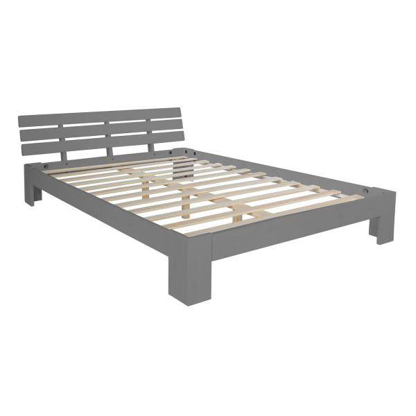 Doppelbett Holzbett Futonbett 140x200 Grau Kiefer Bett Bettgestell Massivholz - Palo24