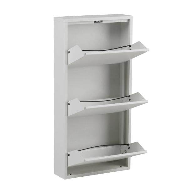 Schuhregal Schuhkipper Schuhschrank Metall Weiss 3 Fächer - Palo24
