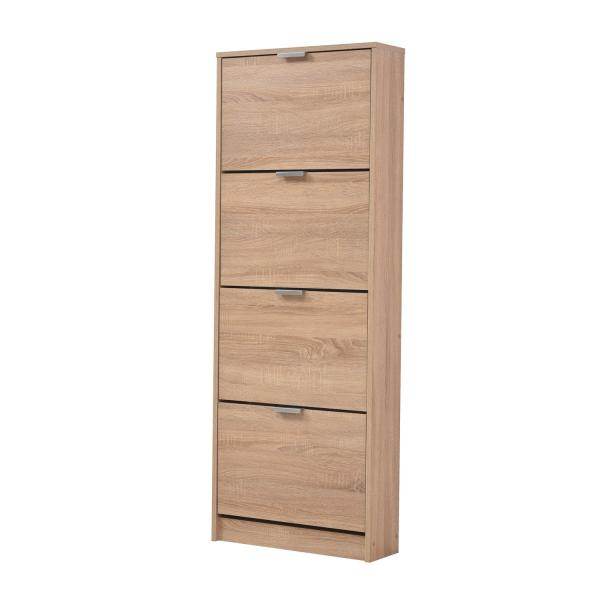 Schuhschrank Schuhregal Schuhkipper Schmal Holz Eiche 4 Fächer Schuhkommode - Palo24