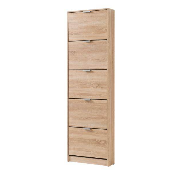 Schuhschrank Schuhregal Schuhkipper Schmal Holz Eiche 5 Fächer - Palo24