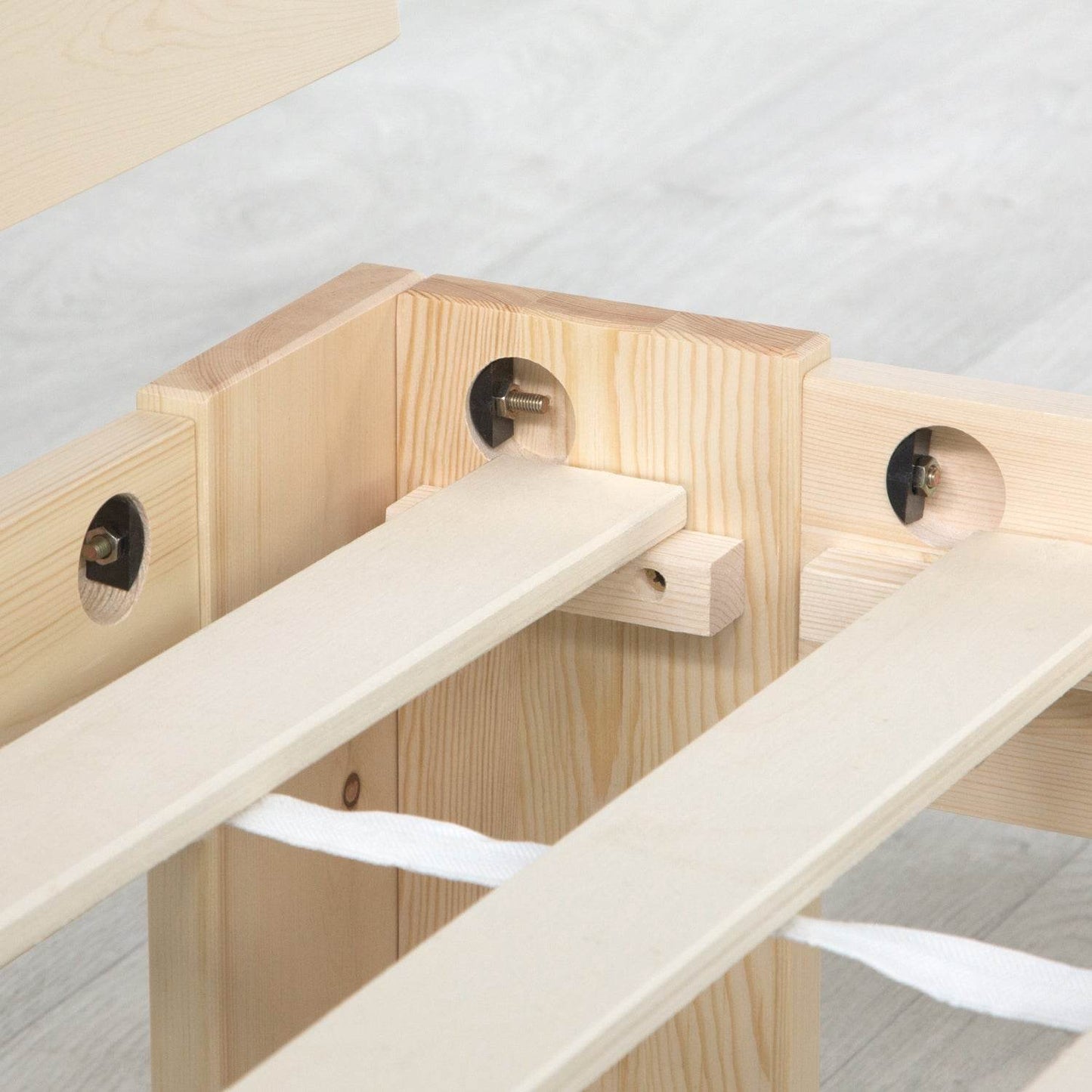 Holzbett mit Bettkasten 90x200 Futonbett Natur Kiefer Massivholz - Palo24