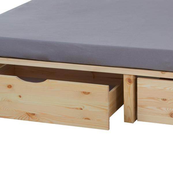 Palettenbett 90x200 cm mit Bettkasten 2er Set Lattenrost Holzbett Natur - Palo24