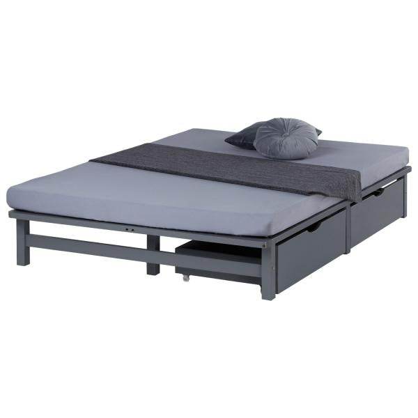 Palettenbett 140x200 cm mit Bettkasten 2er Set Lattenrost Holzbett - Palo24