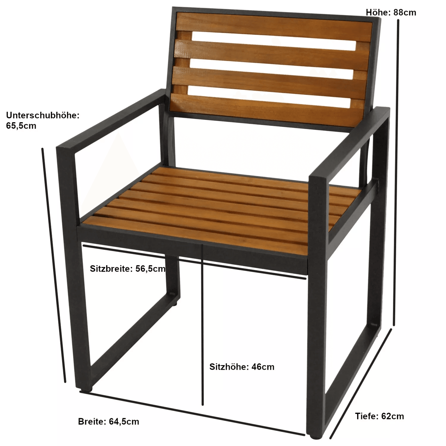 Sessel RAGUSA, Stahl anthrazit + Akazie geölt, FSC®-zertifiziert, 2 Stück - Palo24