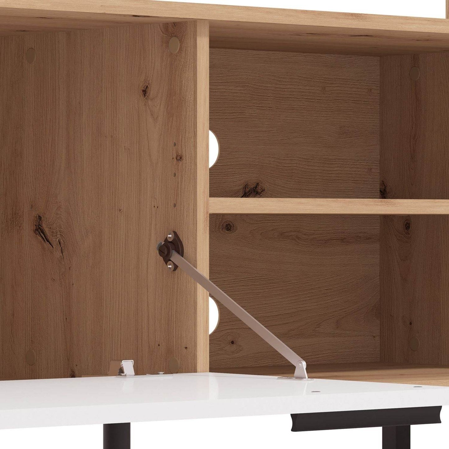 Wohnwand Holz Eiche Weiss Anbauwand 4 tlg. Modern Entertainment Center - Palo24