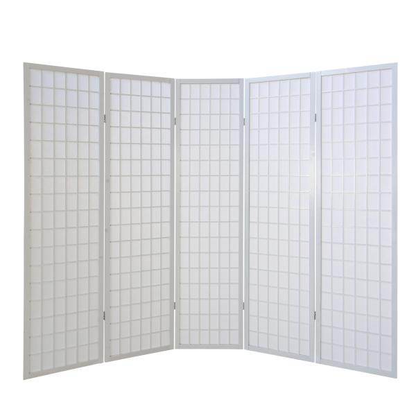 5fach Holz Paravent Raumteiler Trennwand Shoji Faltbar Weiss - Palo24