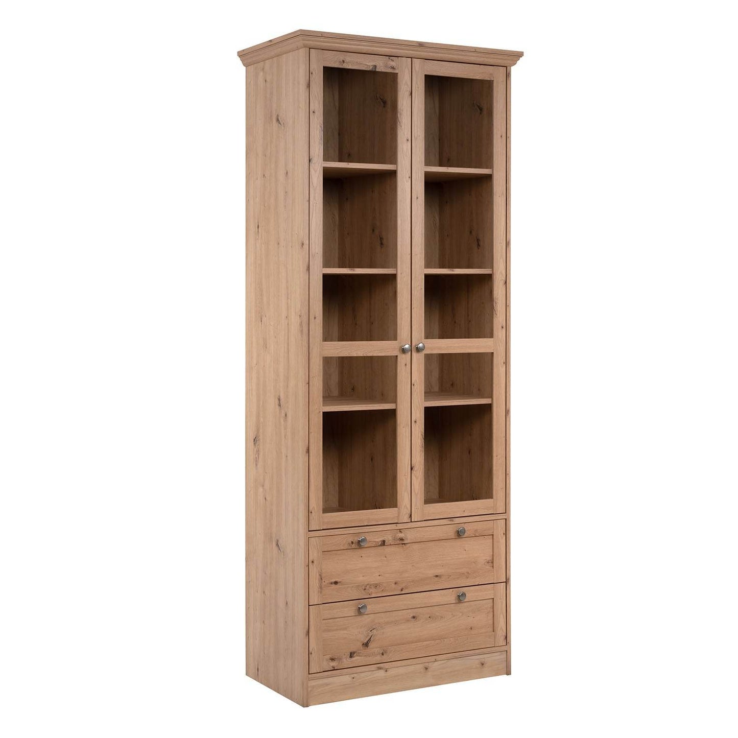 Vitrine Highboard Holz Eiche Glas Vitrinenschrank - Palo24