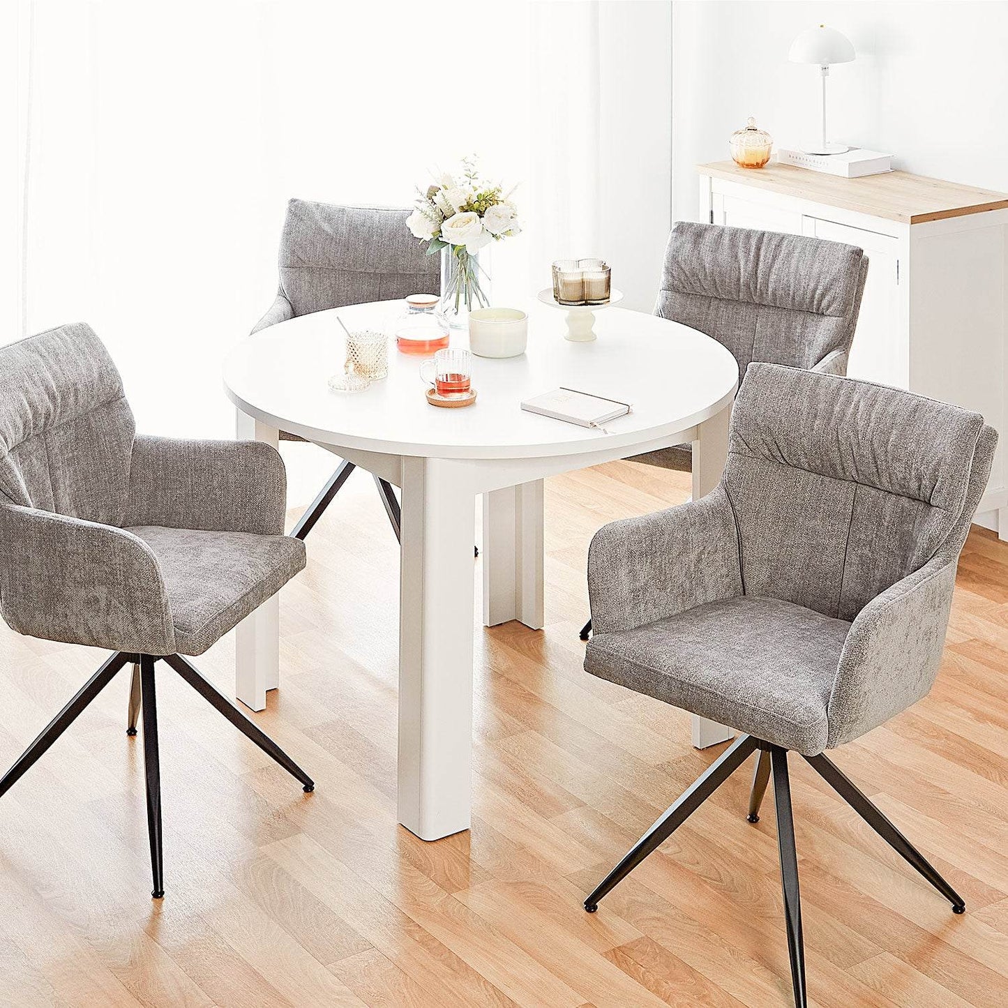 Esstisch Rund Ø 106 cm Holz Weiss - Palo24