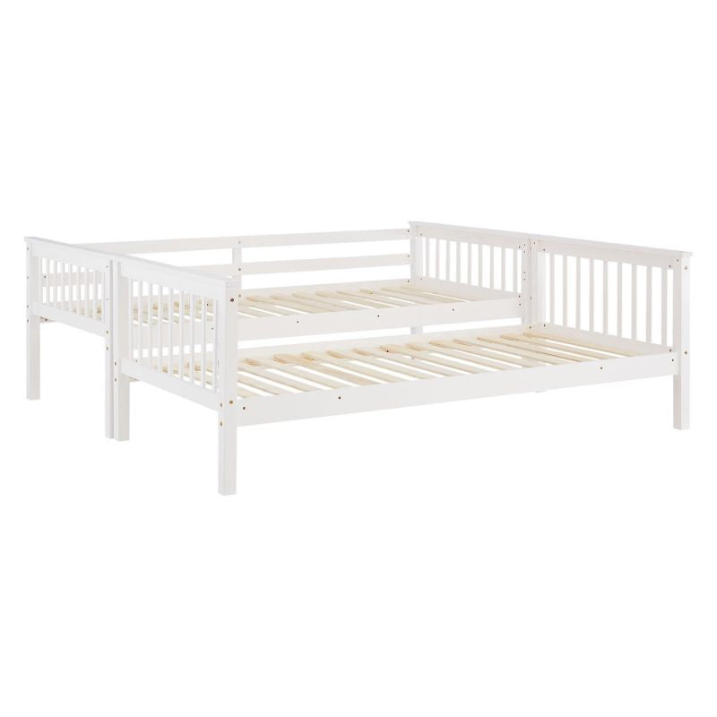 Etagenbett 90x200 cm mit Lattenrost Umbaubar Weiss - Palo24