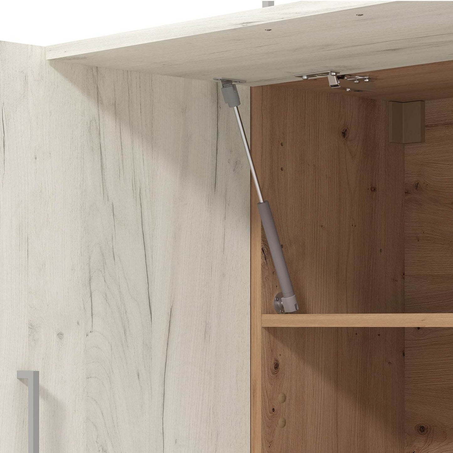 Küchenzeile ohne Geräte 200 cm Weiss Shabby Eiche - Palo24