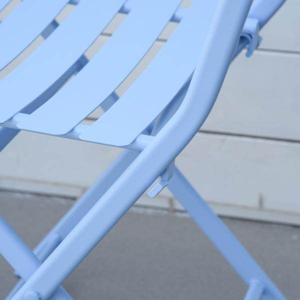 3-tlg. Gartenset Garnitur Bistrotisch mit 2 Stühlen für Hof Garten klappbar Hellblau - Palo24