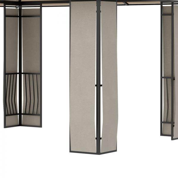 Pavillon mit Dach aus Polycarbonatplatten, Braun, 3,7 x 3 x 2,8 m - Palo24