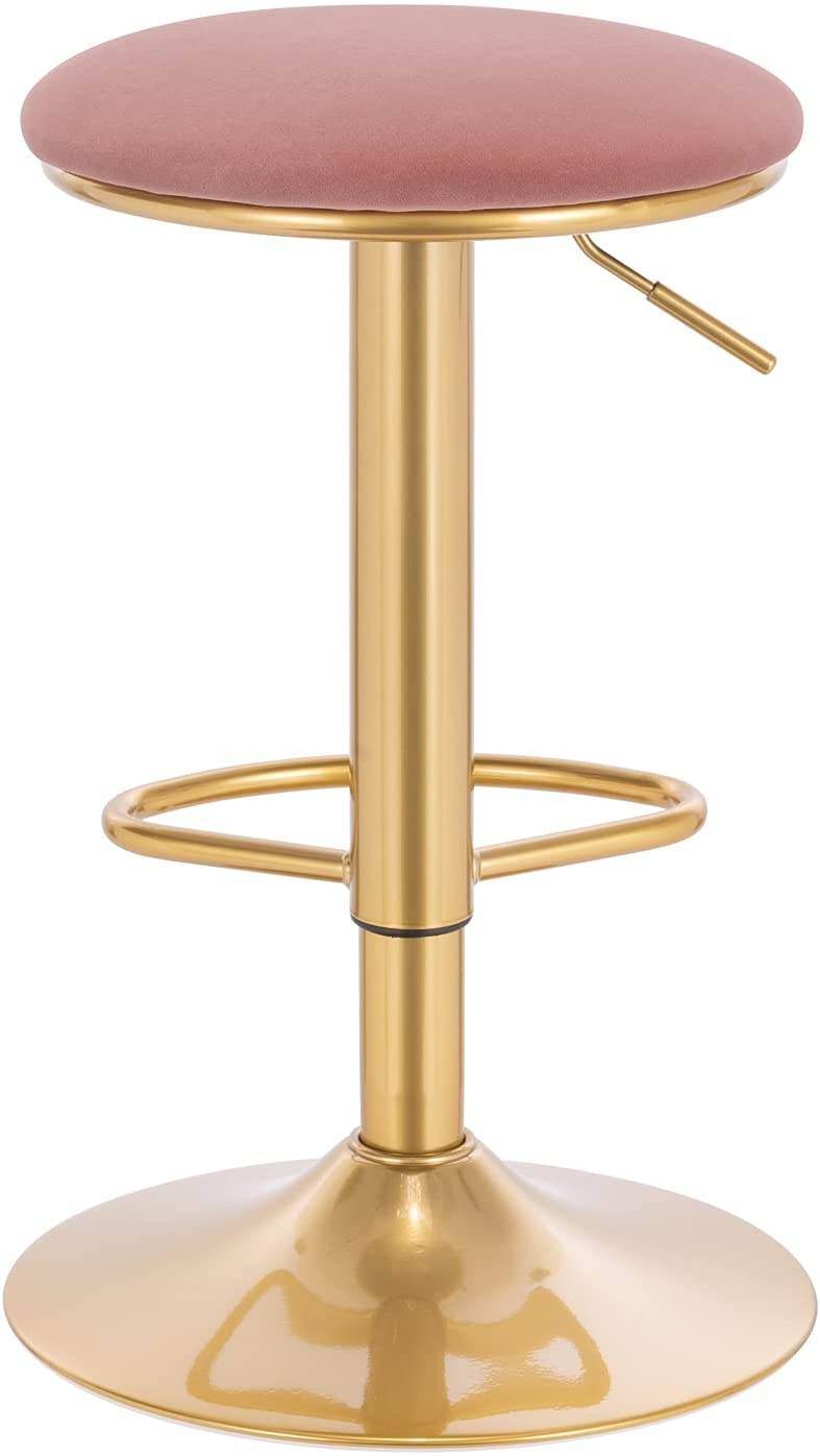 2er Set Barhocker Barstuhl mit Fußstütze höhenverstellbar Tresenhocker, Rosa - Palo24