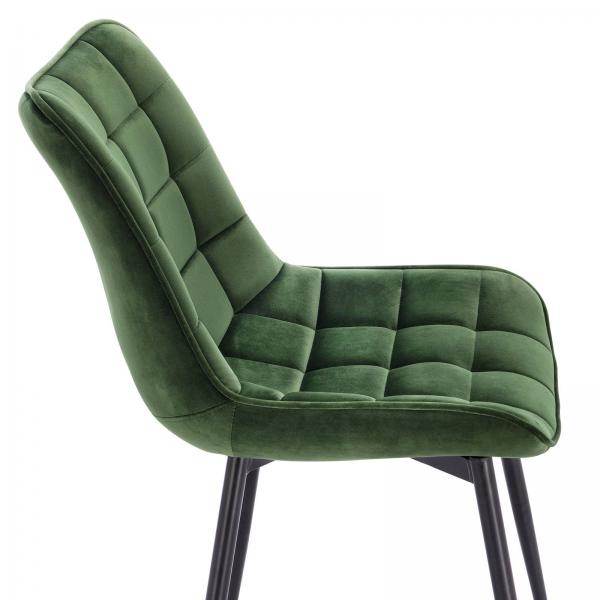 2er-Set Küchenstuhl mit Rückenlehne aus Samt Metallbeine Elif dunkelgrün - Palo24