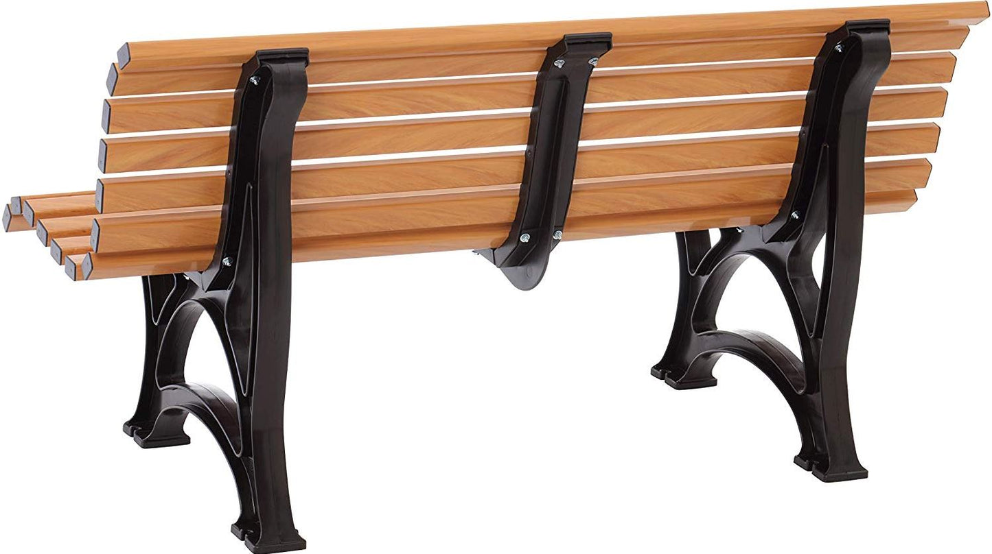 Panca HELGOLAND 3 posti, plastica effetto legno, struttura marrone