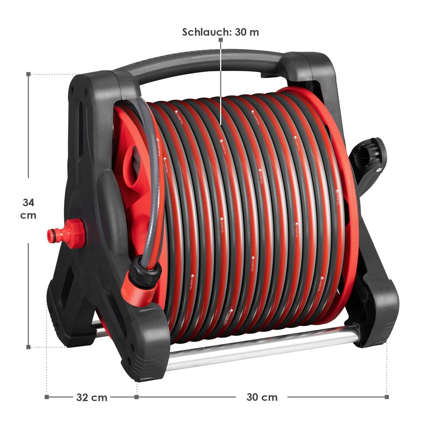 Enrouleur de tuyau mobile Basic 30 m en rouge Avec douchette multifonctionnelle