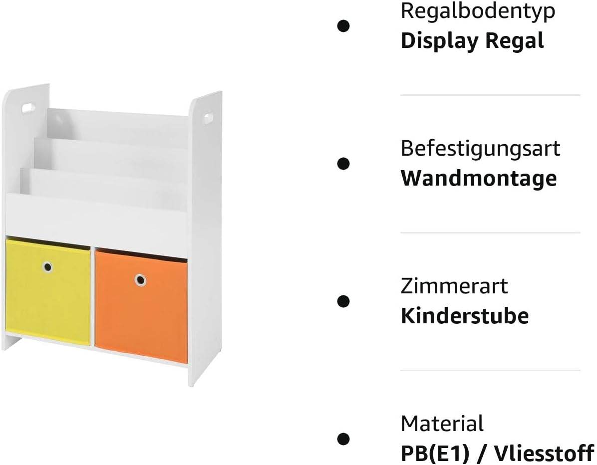 Kinderbücherregal | Spielzeugtruhe | Aufbewahrungsregal für Kinder | Weiss KMB27-W - Palo24