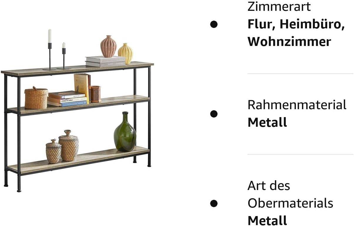 Konsolentisch mit 3 Ablagen | Flurtisch | Beistelltisch Metall | FSB49-PZ - Palo24