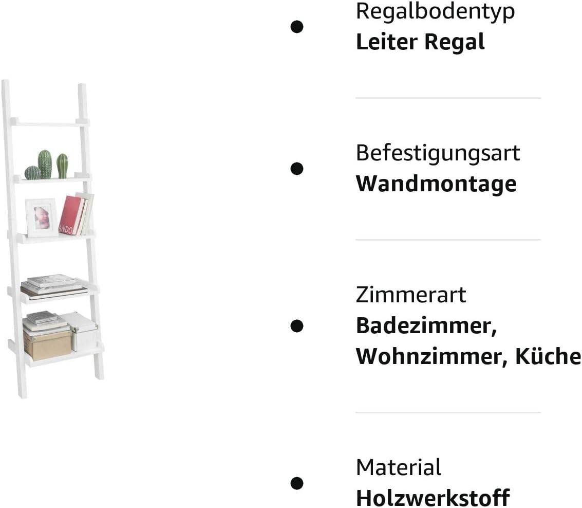 Leiterregal | Dekoleiter Weiss Treppenregal | FRG17-W - Palo24