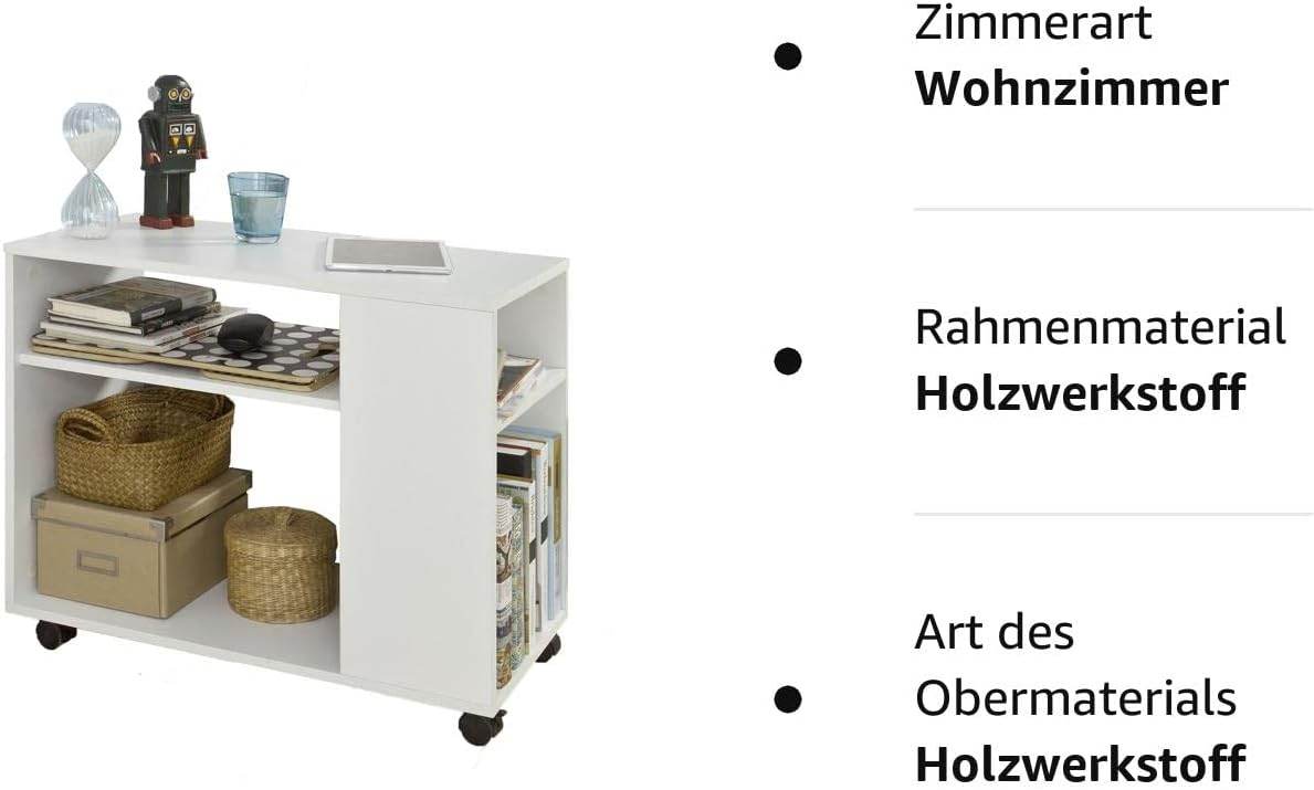 Beistelltisch mit Rollen | Druckertisch | Couchtisch Weiss FBT34-W - Palo24