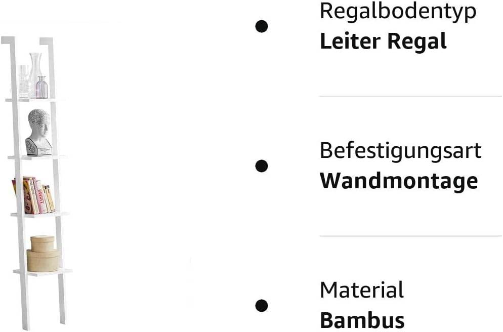 Leiterregal | Treppenregal | Badregal Weiss FRG15-W - Palo24