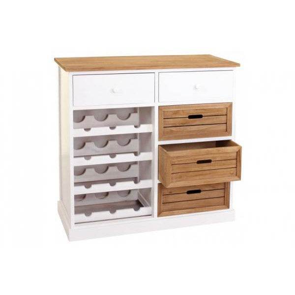 Weinregal, Kommode Flaschenregal mit Schubladen, Landhausstil - Palo24