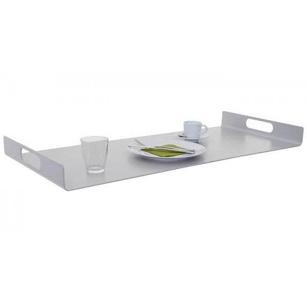 Alu-Garten-Garnitur HWC-C47, Sofa, Outdoor Stoff/Textil ~ blau mit Ablage, Kissen braun - Palo24