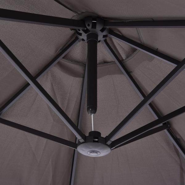 Sonnenschirm Doppelsonnenschirm Terrassenschirm mit Handkurbel Grau Oval - Palo24