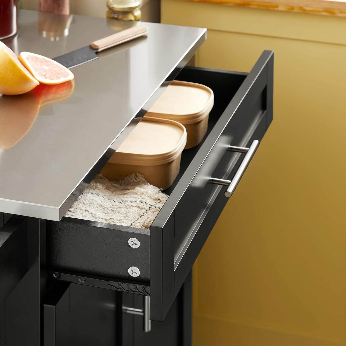 Küchenwagen | Getränkewagen fürs Büro | Servierwagen Schwarz | FKW110-SCH - Palo24