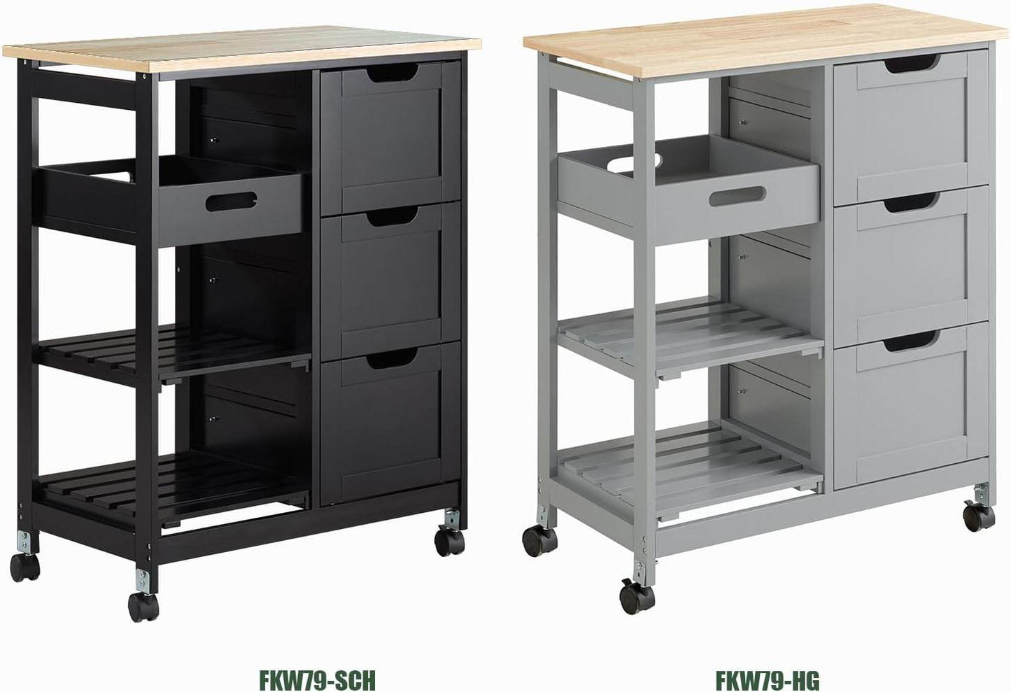 Küchenwagen | Servierwagen | Rollwagen | Beistellwagen | Schwarz | FKW79-SCH - Palo24