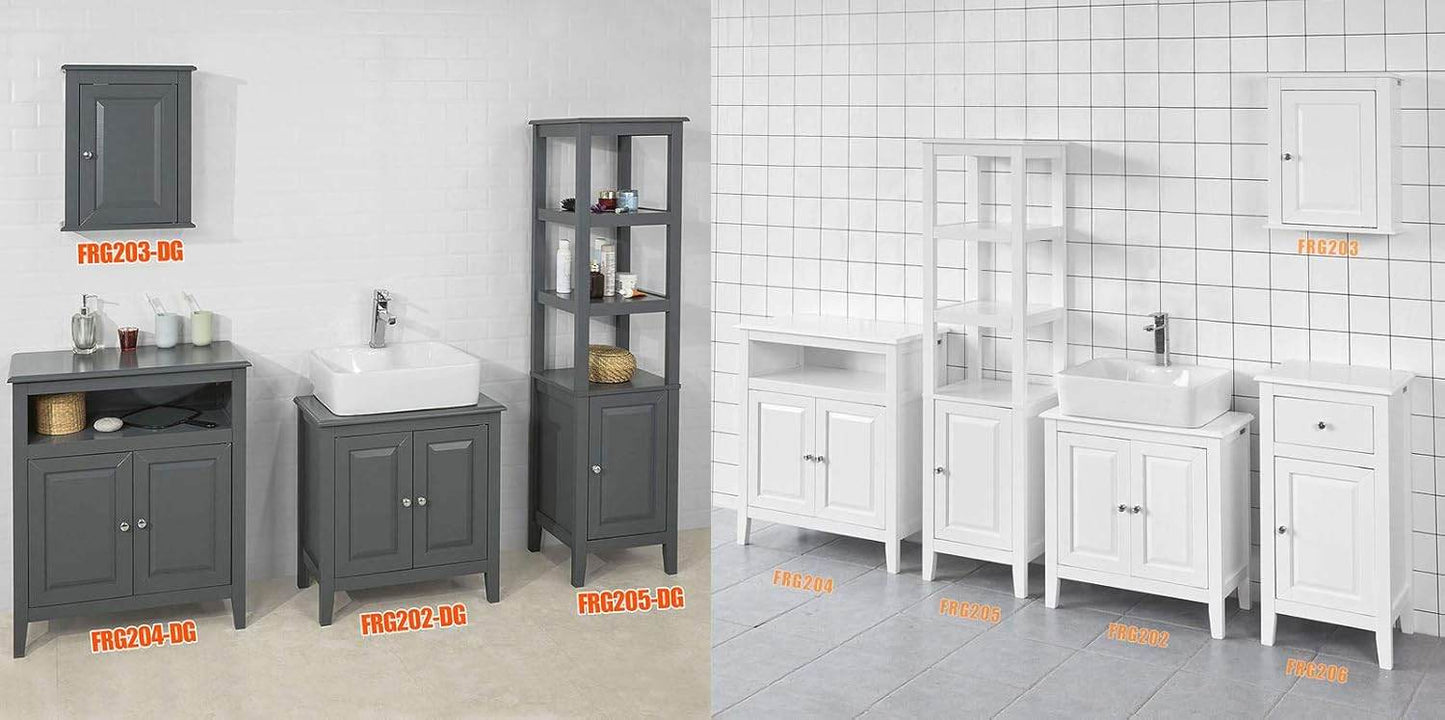 Waschbeckenunterschrank Dunkelgrau | Badezimmerschrank | Landhaus | FRG202-DG - Palo24