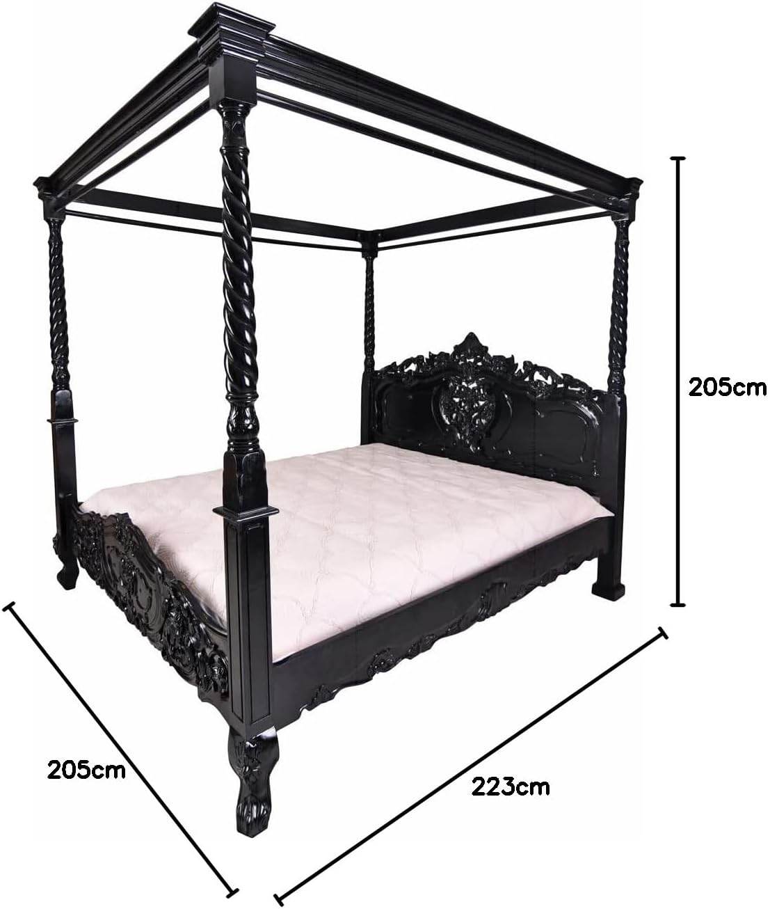 Ehebett Mahagoni Himmelbett Schwarz Doppelbett 180x200cm - Palo24