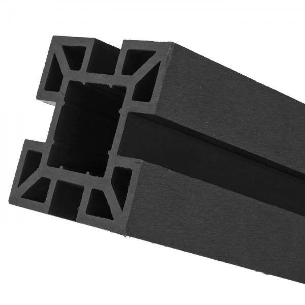 WPC-Sichtschutz Sarthe, Windschutz Zaun, WPC-Pfosten ~ 3er Set, 5,7m anthrazit - Palo24