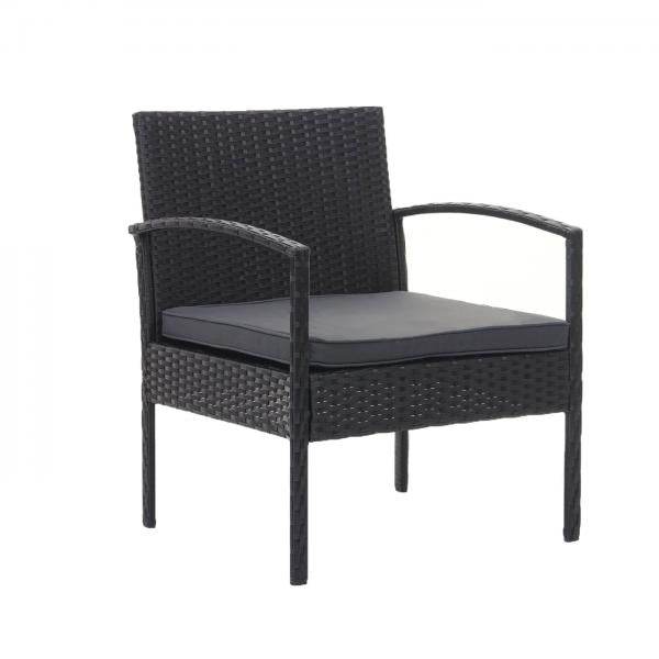 Poly-Rattan Garnitur HWC-F56, Balkon-/Garten-/Lounge-Set Sitzgruppe ~ schwarz, Kissen dunkelgrau - Palo24