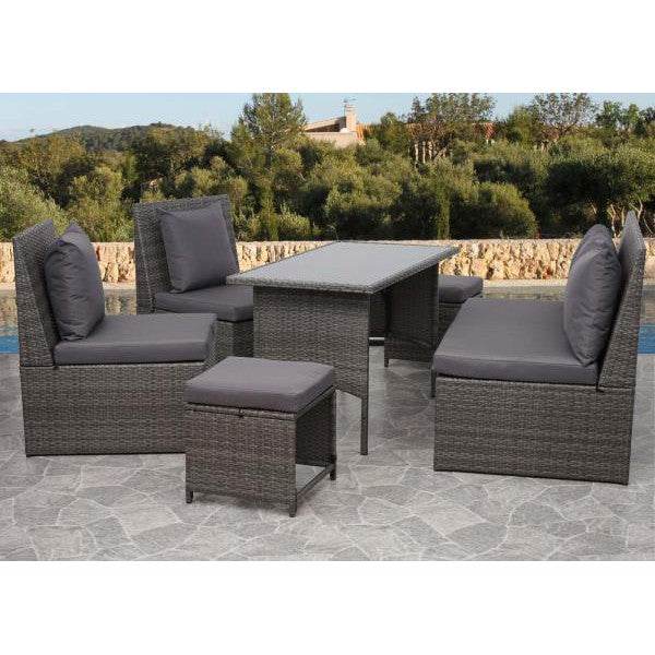 Poly-Rattan Esstisch HWC-G16, Esszimmertisch Gartentisch Tisch, Gastronomie 112x60cm ~ schwarz - Palo24