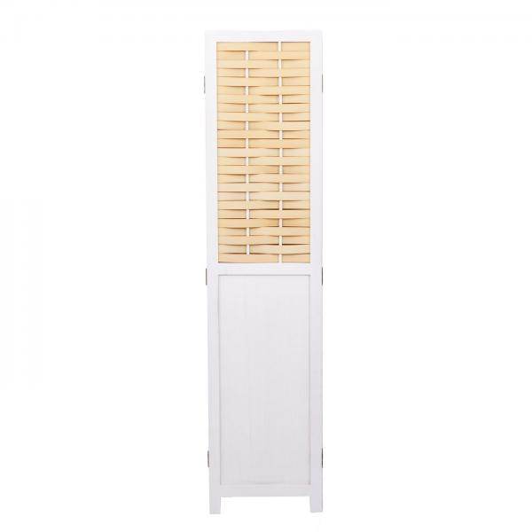 Paravent HWC-G37, Raumteiler Trennwand Sichtschutz, Shabby-Look Geflecht ~ weiß, 4 Paneele 170x160cm - Palo24