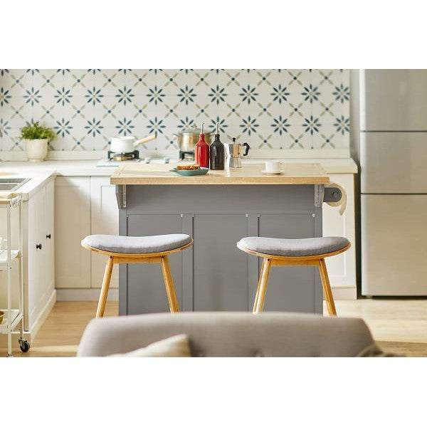 Kücheninsel | Küchenwagen mit erweiterbarer Arbeitsfläche | Küchenschrank grau - Palo24