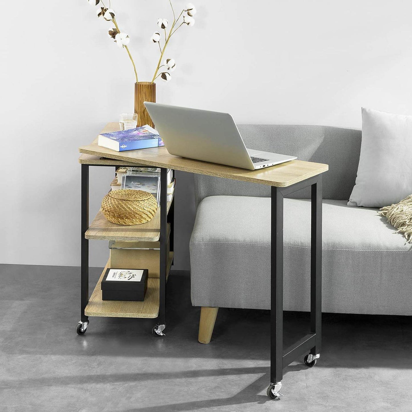 L-förmiger Beistelltisch | Couchtisch | Eckschreibtisch Industrie-Design | FWT83-N - Palo24