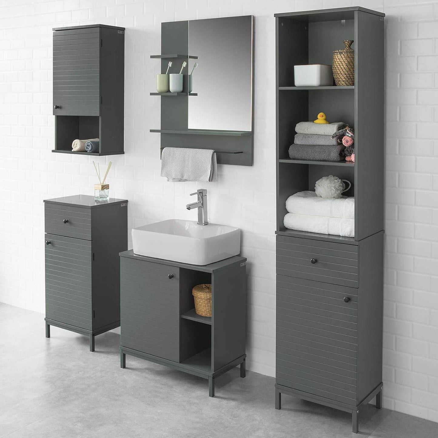 Hängeschrank Bad | Wandschrank | Medizinschrank | Dunkelgrau | BZR25-DG - Palo24