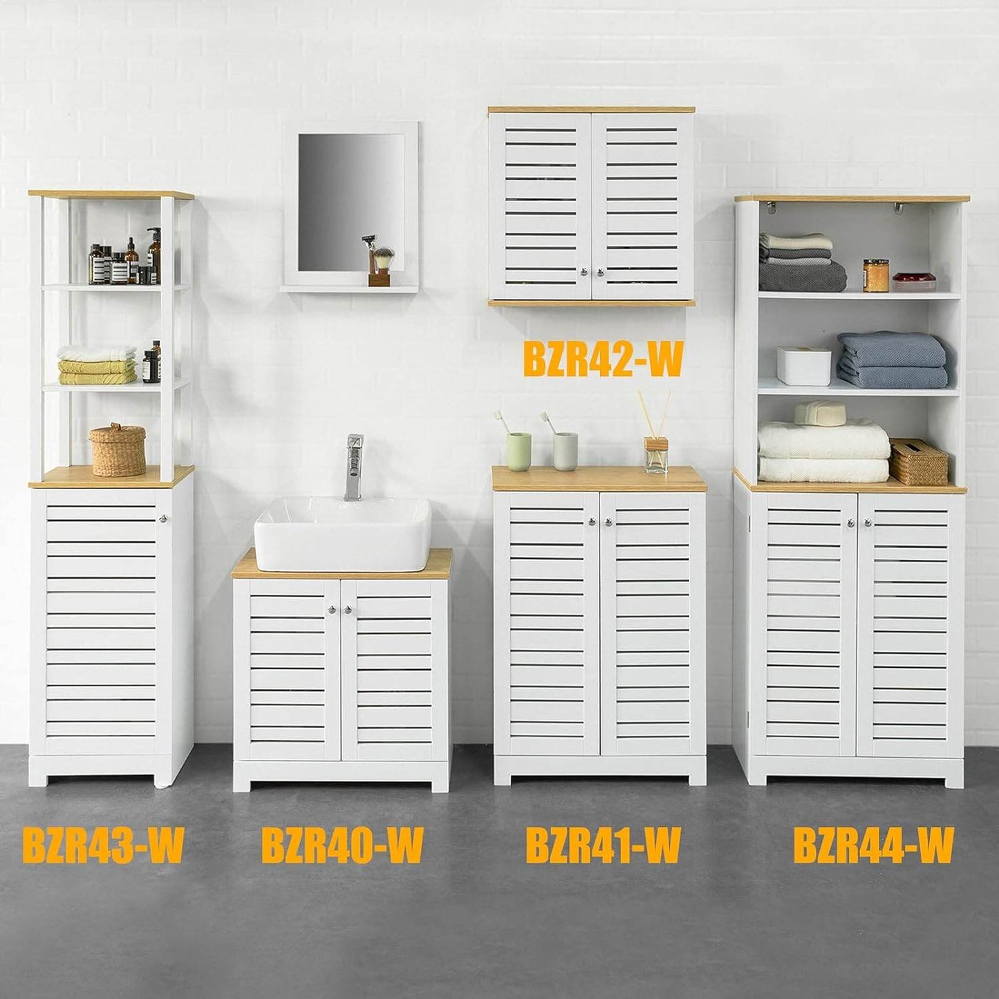 Badezimmer Hochschrank | Badschrank Weiss Badezimmermöbel | BZR44-W - Palo24