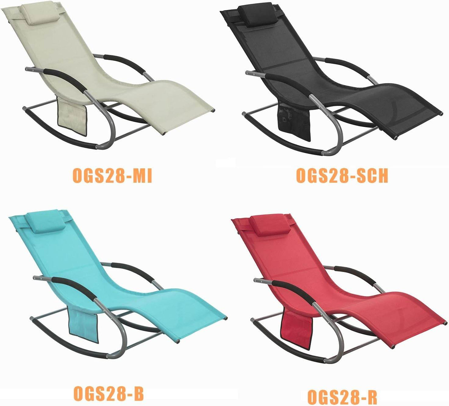 2-er Set Gartenliege | Sonnenliege mit Tasche | Liegestuhl Beige | OGS28-MIx2 - Palo24