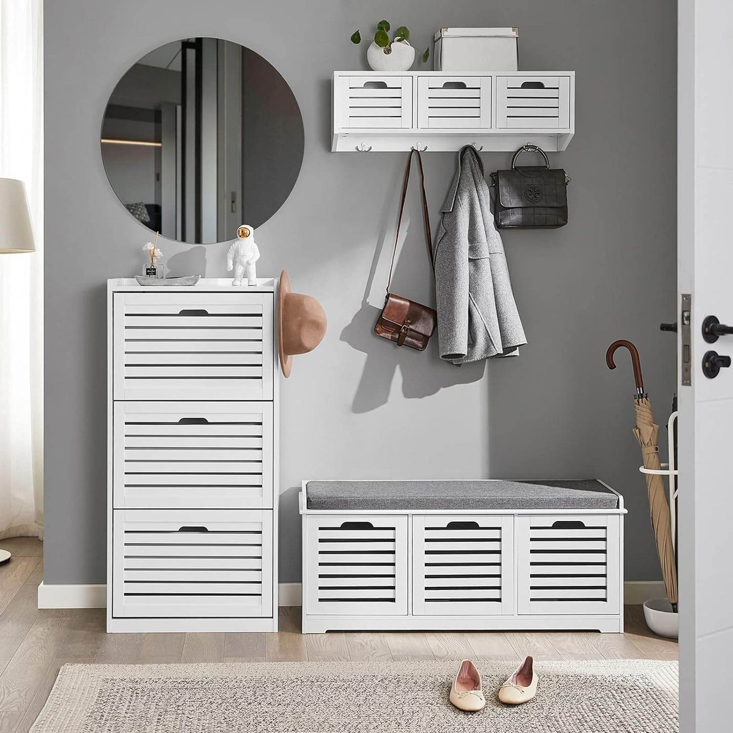 Garderobenbank | Sitzbank | Dielenbank | Schuhbank Weiss FSR102-W - Palo24