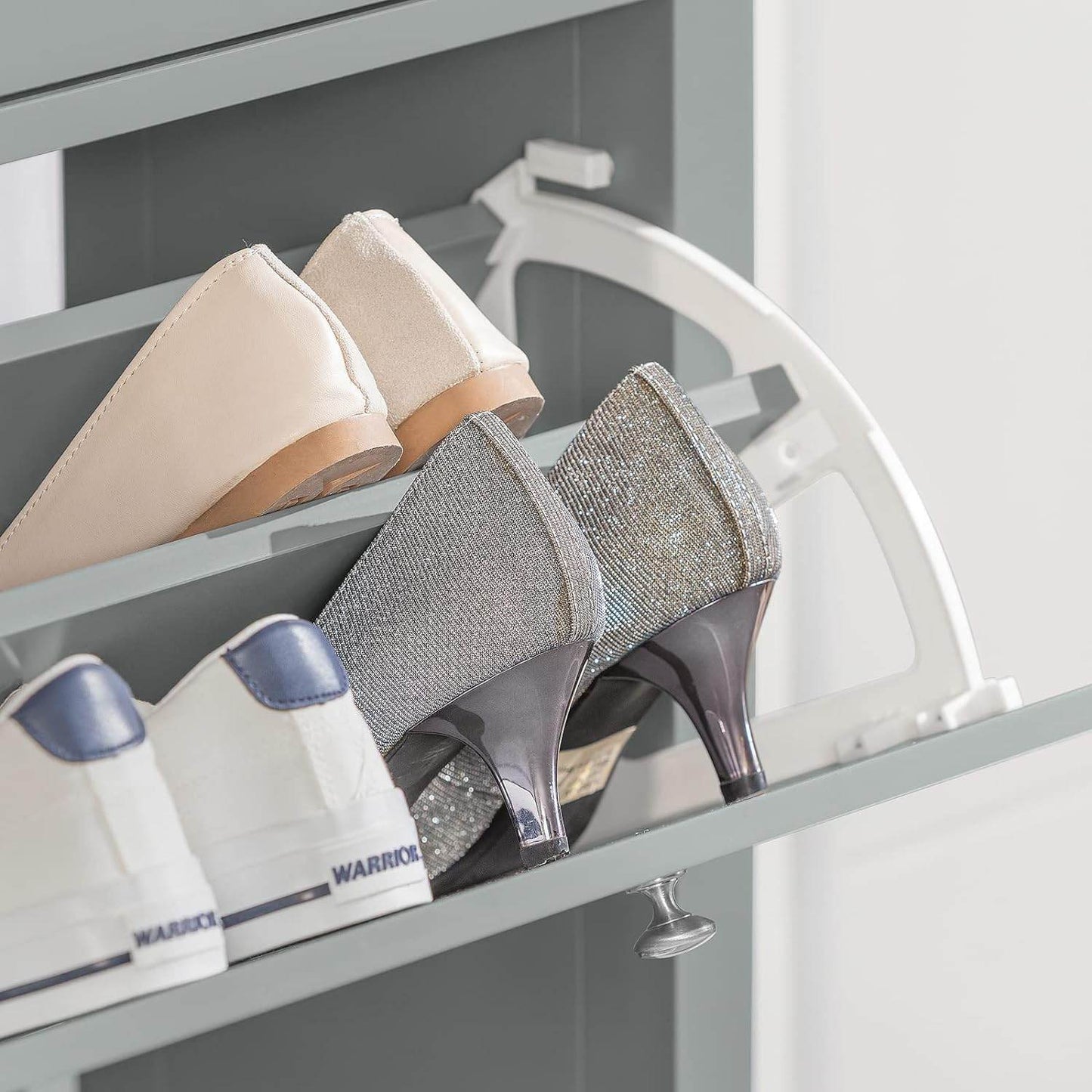 Schuhkipper | Schuhschrank mit 2 Klappen | Schuhkommode Grau | FSR89-HG - Palo24