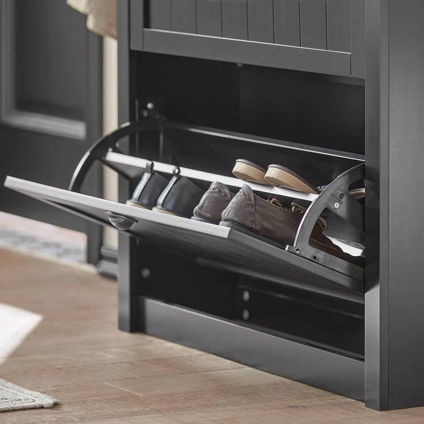 Schuhkipper | Schuhschrank mit 2 Klappen | Schuhkommode Schwarz - Palo24